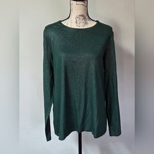 NWOT Lands End Shimmering Green Long Sleeve Top In XL